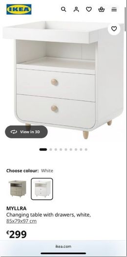 IKEA MYLLRA changing table with drawers (assembled)