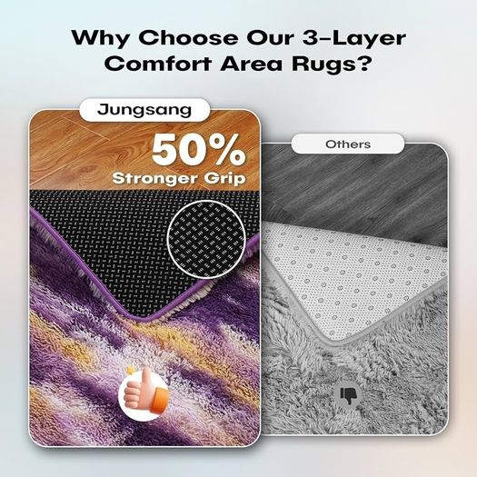 Rugs Living Room 180x270cm Large Rug for Living Room, Machine Washable Non-Slip Carpet, Soft Fluffy Pile Area Rug for Bedroom Kids Room Nursery Home, Tie-Dyed Purple