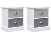 Nightstands 2 pcs Grey 38x28x45 cm Paulownia Wood