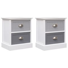 Nightstands 2 pcs Grey 38x28x45 cm Paulownia Wood
