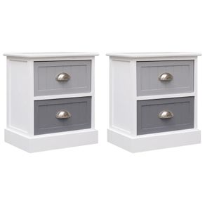 Nightstands 2 pcs Grey 38x28x45 cm Paulownia Wood