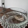 Vintage Cut Glass Serving Bowl with Decorative Stand & EPNS Spoon Image 5