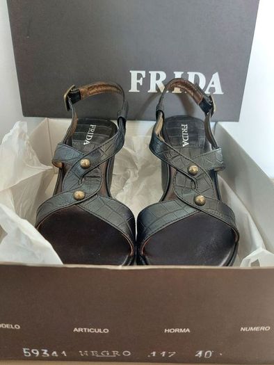 Ladies FRIDA Buckle Detail Slingback Wedge Sandals size 7 UK SALE