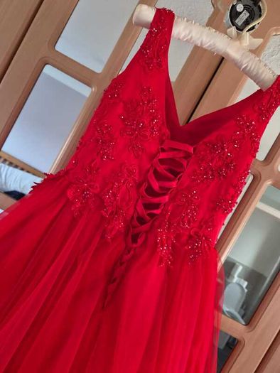 red confirmation dress