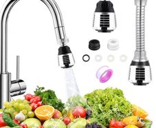 2Pcs Kitchen Tap Spray Head, 360 Swivel Aerator With 2 Modes Universal Extension for 22/24mm Faucet Extender Short & Long