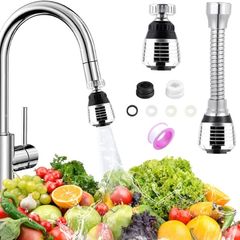 2Pcs Kitchen Tap Spray Head, 360 Swivel Aerator With 2 Modes Universal Extension for 22/24mm Faucet Extender Short & Long