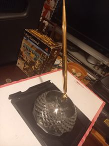 Vintage IBM desk  crystal  pen set