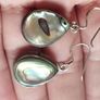 Vintage solid 925 sterling silver abalone shell drop earrings. Image 4