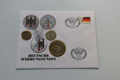 Vintage East & West Germany Unity numismatic cover 1990 coins & medal