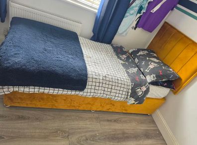 Plush Mustard Velvet Single Bed (3ft)