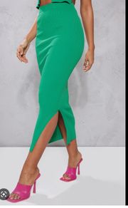 Green Rib Knitted Skirt
