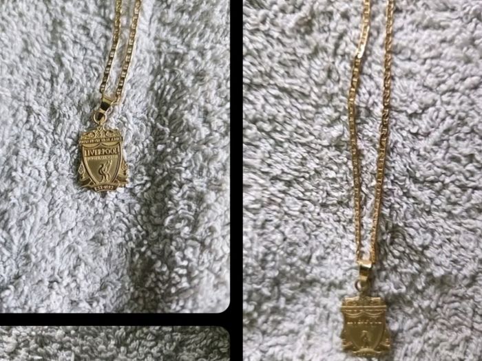 liverpool fc 9ct gold chain and pendant