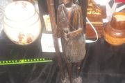 Beautiful Old Hand Carved African Warrior Statue, possibly a Maasai or Makonde warrior,