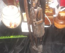 Beautiful Old Hand Carved African Warrior Statue, possibly a Maasai or Makonde warrior,