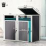 Shelter for 2 x 240 L Bins Outdoor Bin Cover 180 Lift-Up Lid Galvanized Steel 146x81x122cm Dark Gray Image 3