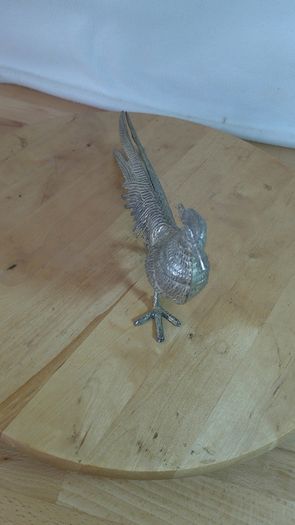 Vintage Silver Plated Pheasant Figurine Decorative Table Bird Centerpiece 280mm Long  Large Metal Ornament