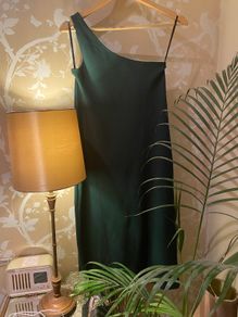 Designer Calvin Klein Green one shoulder dress