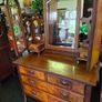 Antique Victorian Walnut Mirrored Vanity Dresser Image 4