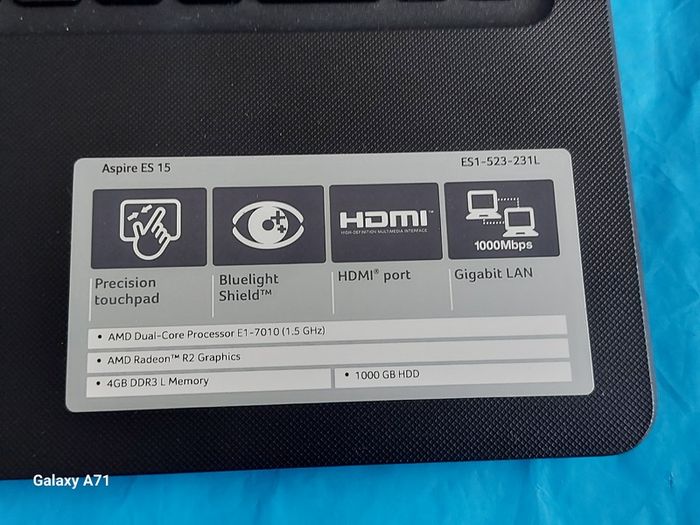 Acer Aspire ES 15, AMD Dual-Core Processor E1-7010, 1.5GHz, 4GB Ram, 1 Terrabyte HDD, Windows 10, Microsoft Edge, Chrome and VLC