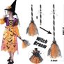 Witch costume with lights, Halloween, girl costume, carnival, cosplay, princess dress with witch broom and hat Image 3