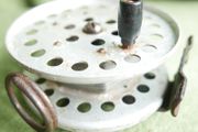 Vintage 1960s Fishing Reel: Silver  Mid-Century Decor