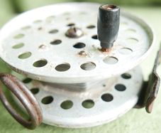 Vintage 1960s Fishing Reel: Silver  Mid-Century Decor