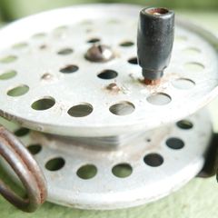 Vintage 1960s Fishing Reel: Silver  Mid-Century Decor