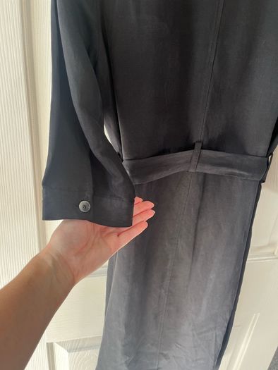 Pure Collection Belted Shirt Dress - Size UK 12 - Silk and Linen