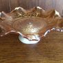Carnival Glass iridescent Marigold amber Footed bowl /cake stand Image 3