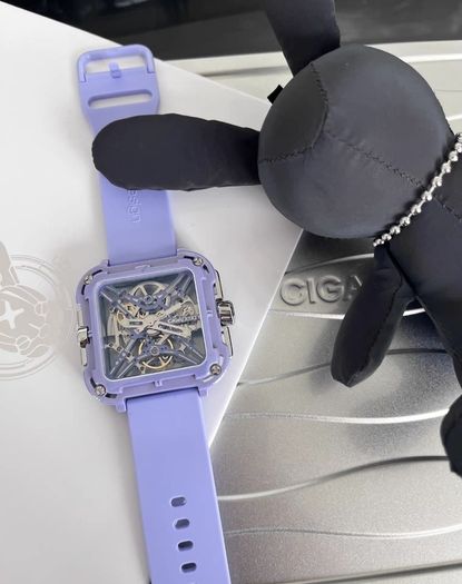 Award Winning CigaDesign X Series Automatic Ceramic Square Watch in Lilac