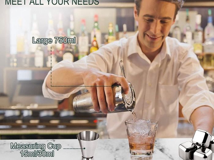 19 Pcs Cocktail Making Set, Stainless Steel Bartender Kit with 750ML Boston Cocktail Shaker for Party, Bar, Home (FREE POSTAGE)