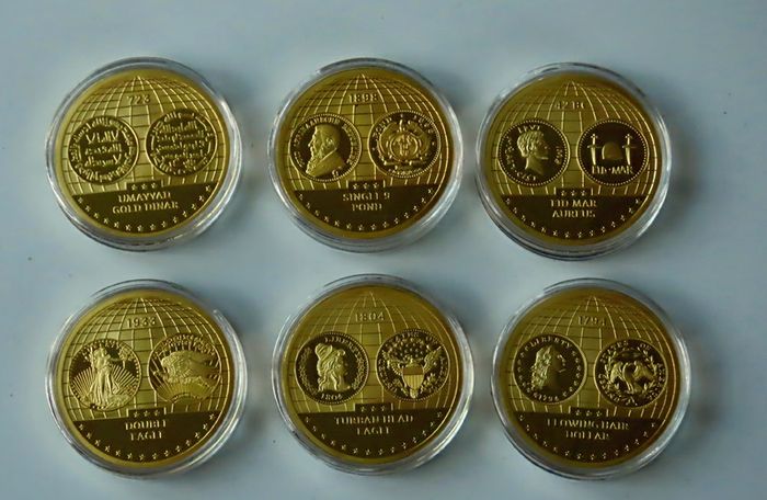 Complete Set of Gold plated 24 commemoratives of 'The Most Expensive Coins in the World'