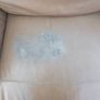 Brown leather sofa and matching foot poof Image 4