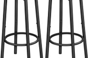 Round Bar Stools Set of 2, Breakfast Bar Chairs with Footrest for Kitchen, Pub Stools, Sturdy Metal Frame, for Dining Room, Kitchen, Party, Industrial, Greige and Black