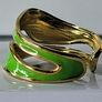 Double Layer Geometric Lime Green & Gold Open Ring Image 2