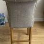 Grey upholstered Bar Stools with Oak Legs (x3) Image 5