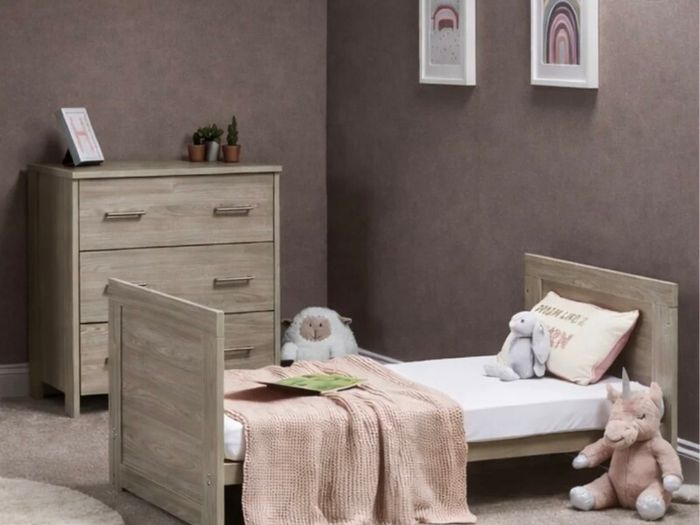 Baby Cot Bed, Toddler Bed and Changing Unit Bundle - Grey Wash - Excellent Condition