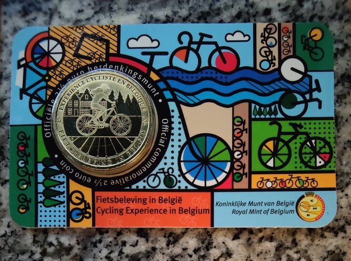 Belgium 2.5 Euro Base Metals Brilliant Uncirculated Coin 2023 - Cycling experience in Belgium - Belgian Coincard Catalogue