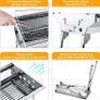 Barbecue Grill Stainless Steel BBQ Charcoal Grill Smoker Barbecue Folding Portable for Outdoor Cooking Camping Hiking Picnics Backpacking Large Image 3
