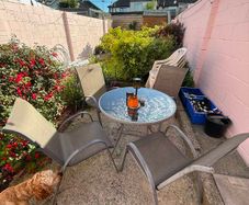 5-Piece Steel Patio Set with Glass-Top Table