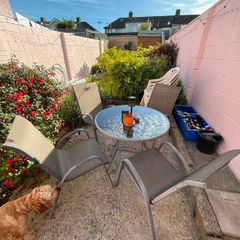 5-Piece Steel Patio Set with Glass-Top Table