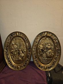 Pair of Large Brass Wall Hangings