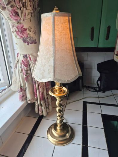 Lamp Vintage Gold metal tall slim table lamp