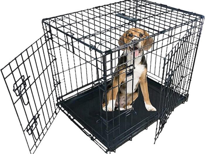 Dog Crate Dog Cage from Small to Large, Foldable Puppy Dog Crates , Cage Furniture with Non-Chew Metal Removable Tray Silver Folding 2 Door Crate, Medium Size 30-inch(76.2cm) Black (FREE POSTAGE)