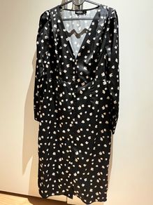 NASTY GAL - black silk dress with small flowers and vintage buttons