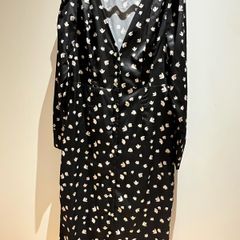 NASTY GAL - black silk dress with small flowers and vintage buttons