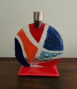 Vintage art glass candleholder