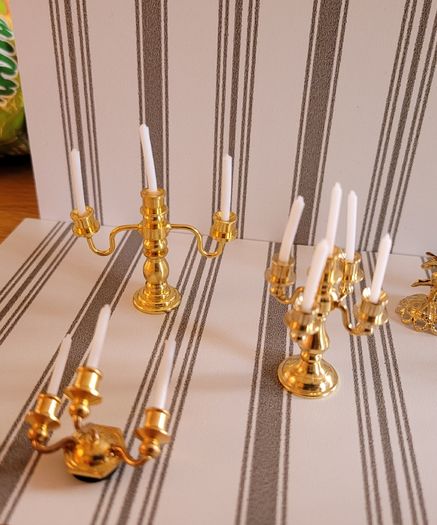 Dolls house lamps and candles