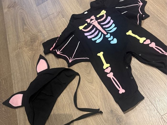 Baby bat skeleton romper costume