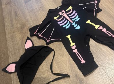 Baby bat skeleton romper costume